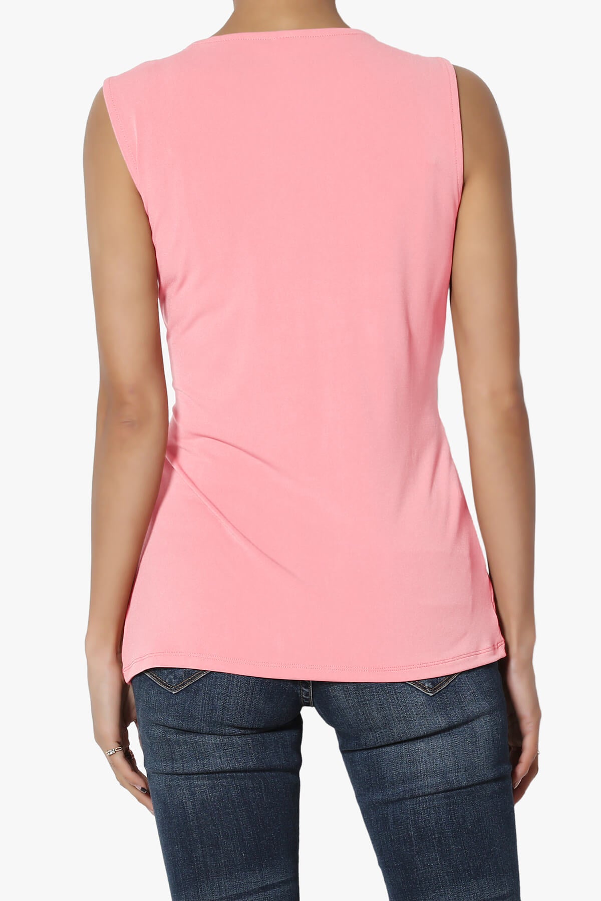Qutie Knot Front Tank Top BRIGHT PINK_2