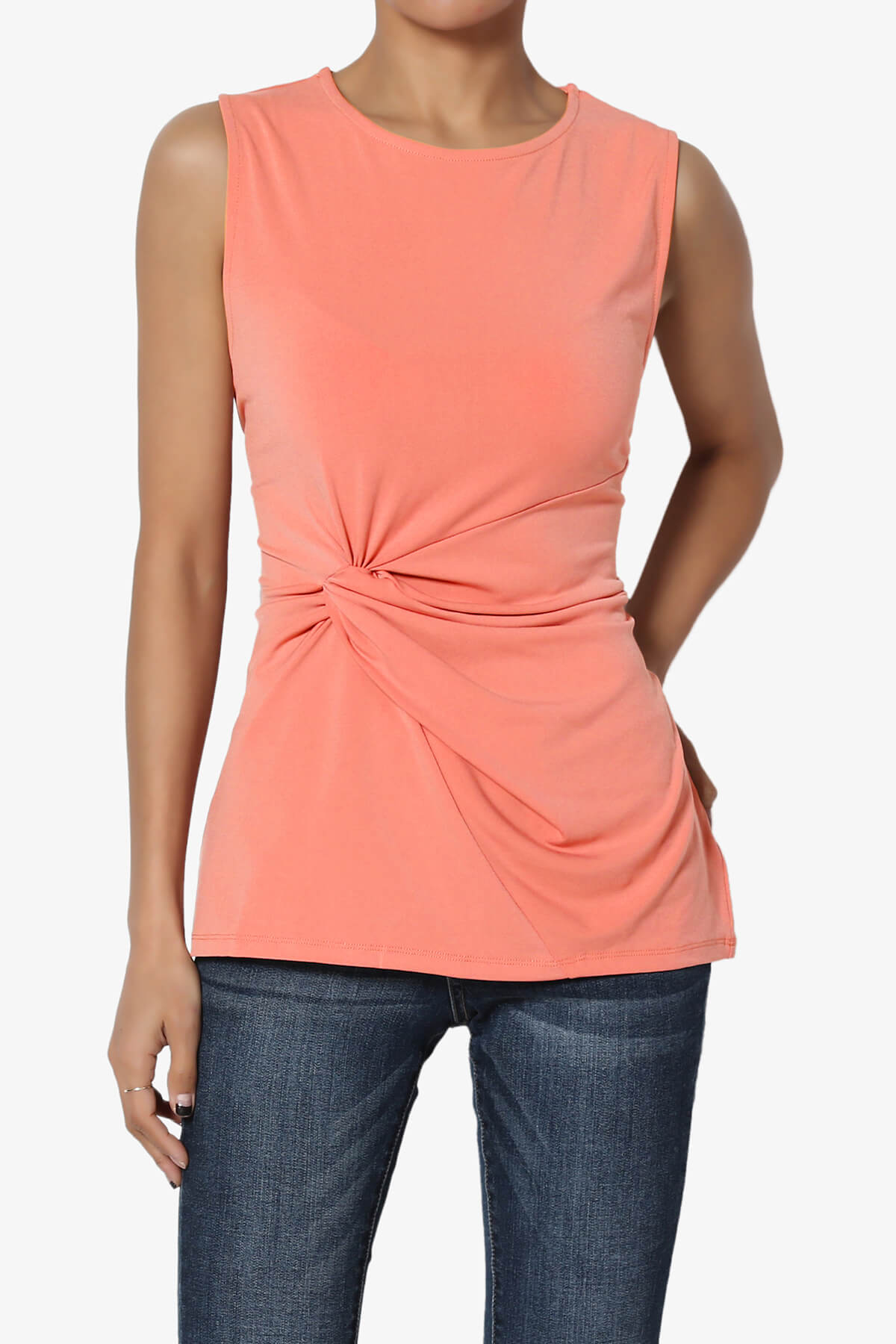 Load image into Gallery viewer, Qutie Knot Front Tank Top CORAL_1
