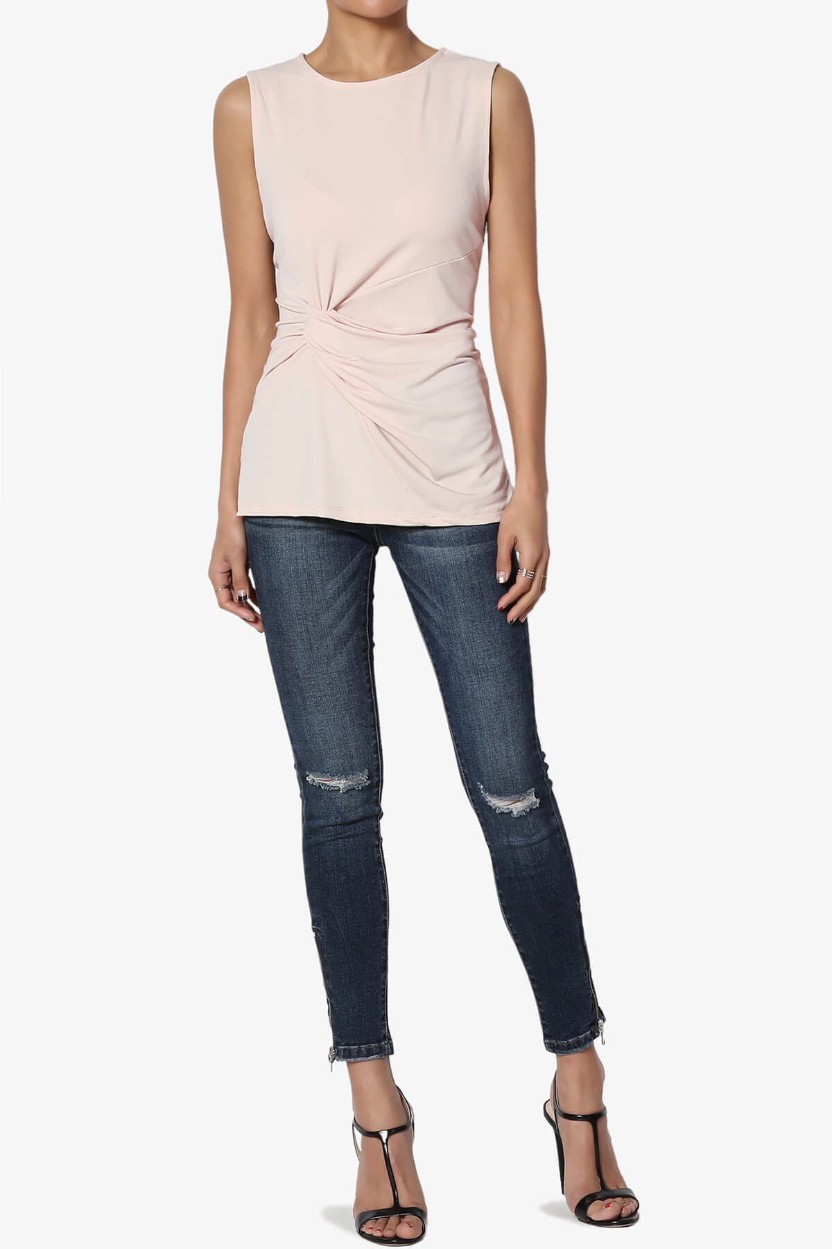 Load image into Gallery viewer, Qutie Knot Front Tank Top DUSTY BLUSH_6
