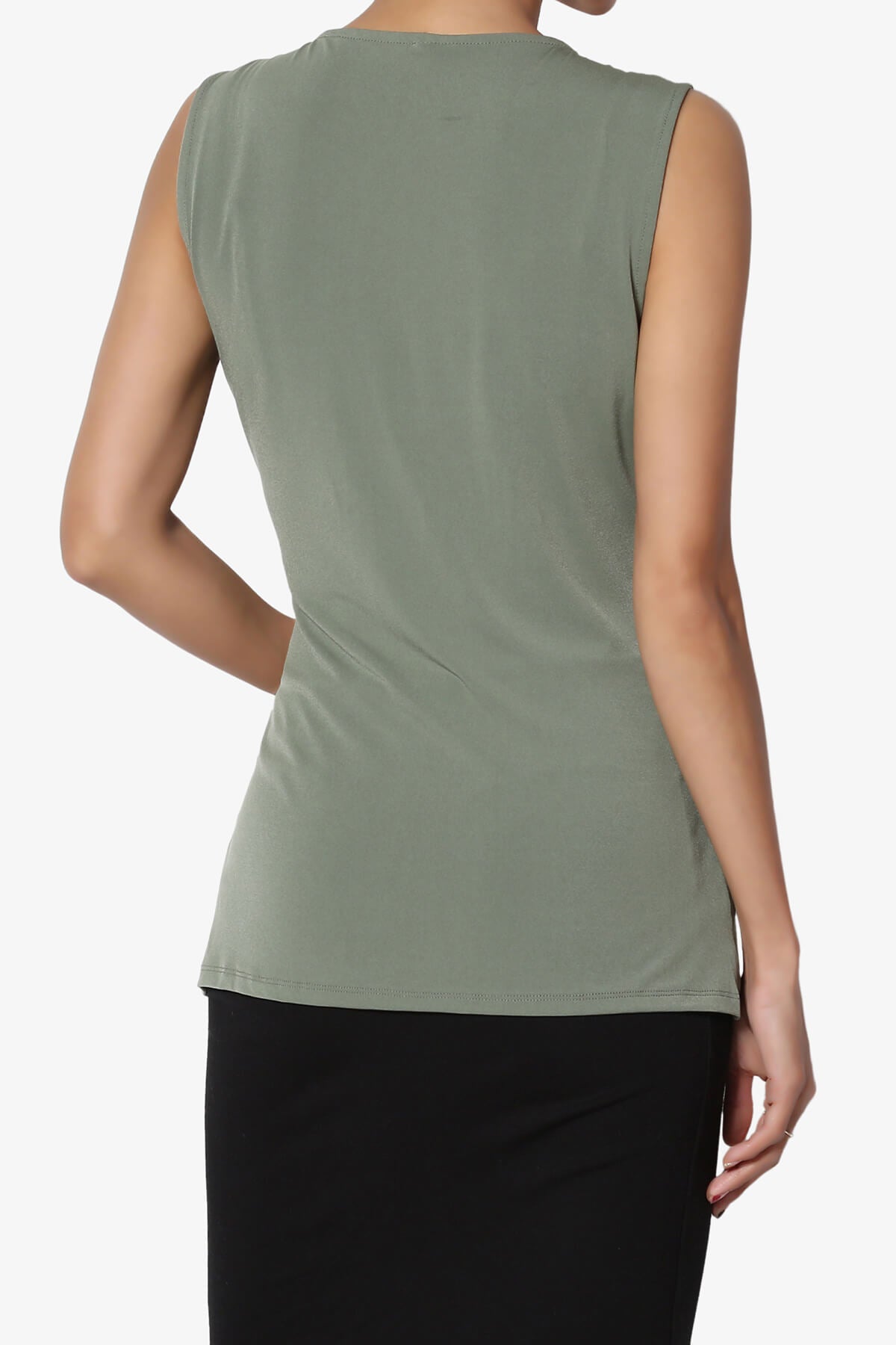 Qutie Knot Front Tank Top DUSTY OLIVE_2