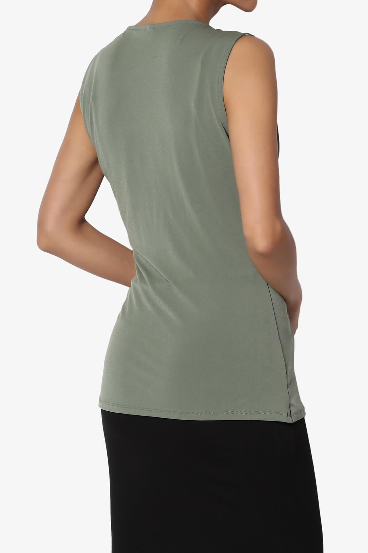 Qutie Knot Front Tank Top DUSTY OLIVE_4