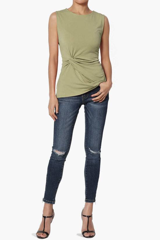 Load image into Gallery viewer, Qutie Knot Front Tank Top KHAKI GREEN_6
