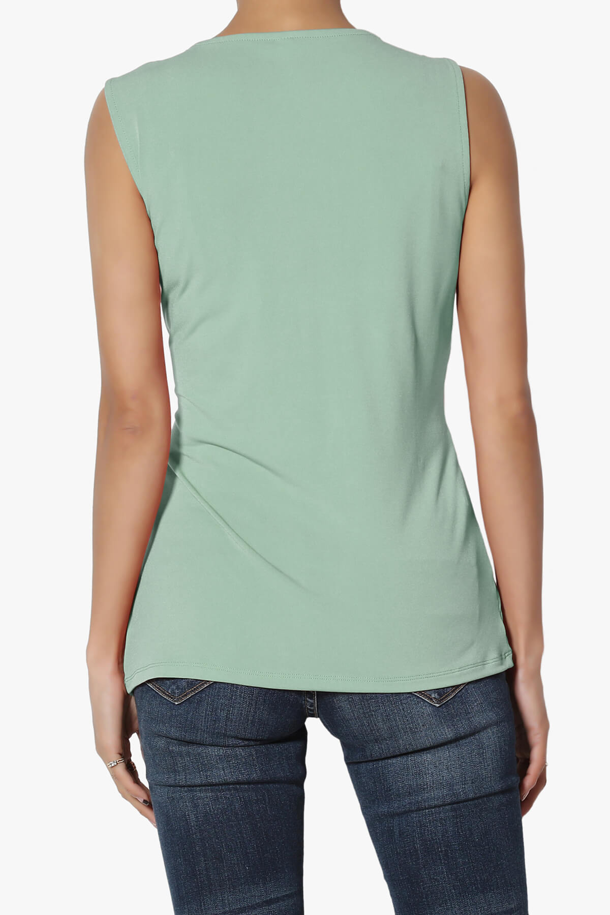 Load image into Gallery viewer, Qutie Knot Front Tank Top LIGHT GREEN_2
