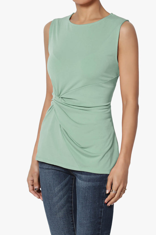 Load image into Gallery viewer, Qutie Knot Front Tank Top LIGHT GREEN_3
