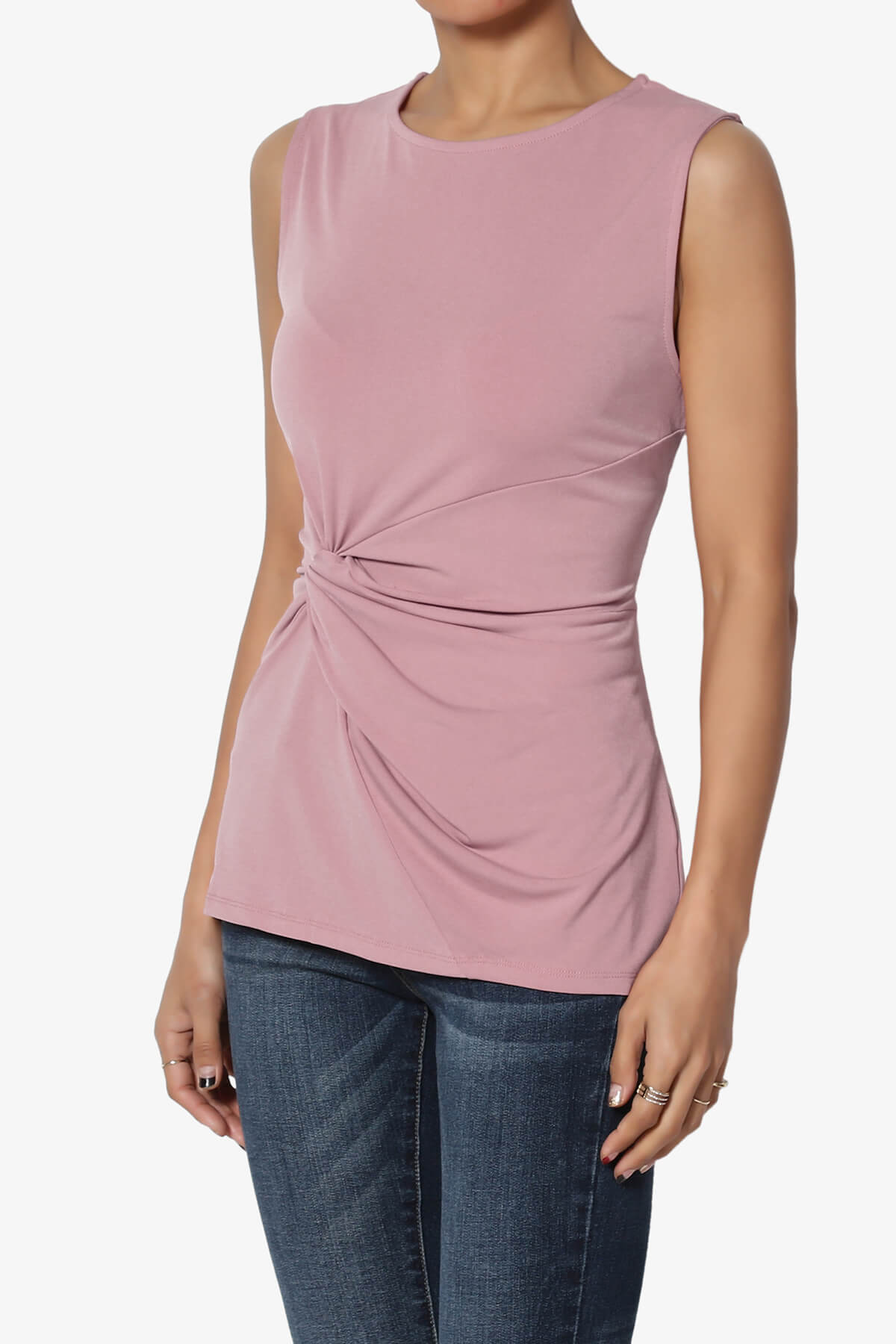 Load image into Gallery viewer, Qutie Knot Front Tank Top LIGHT ROSE_3
