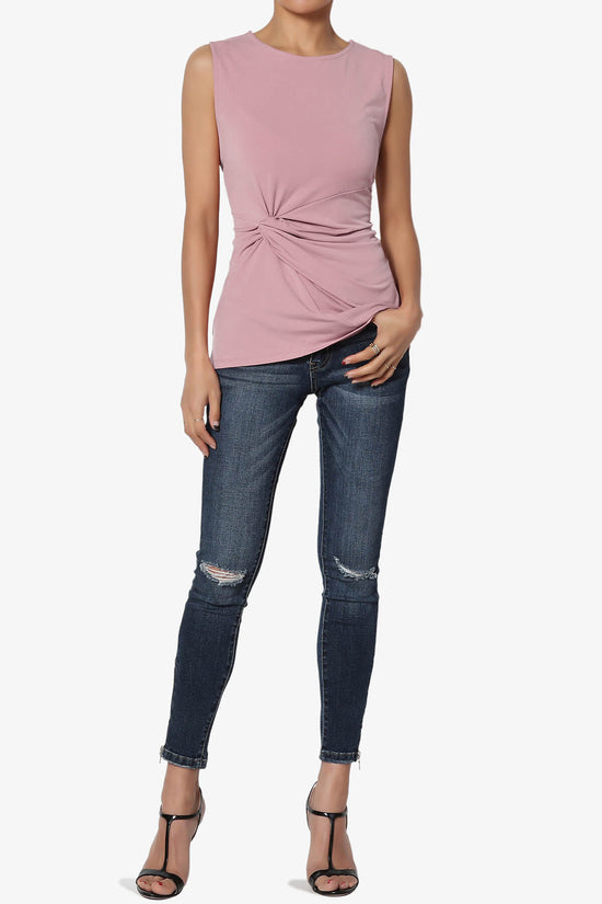 Load image into Gallery viewer, Qutie Knot Front Tank Top LIGHT ROSE_6
