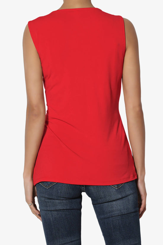 Qutie Knot Front Tank Top RED_2