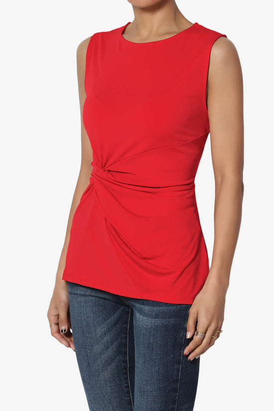 Qutie Knot Front Tank Top RED_3