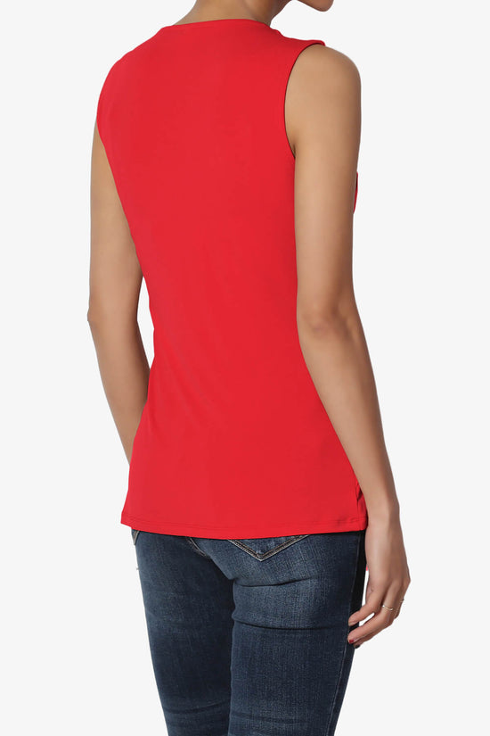 Qutie Knot Front Tank Top RED_4