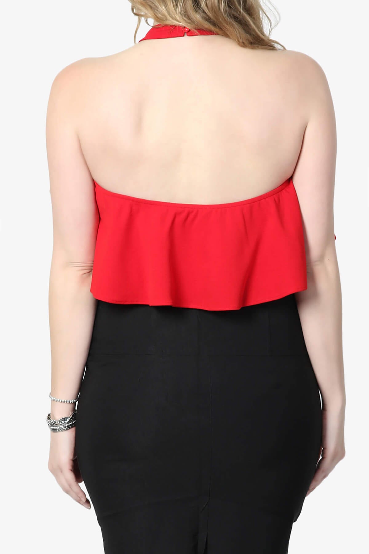 Load image into Gallery viewer, Raquel Ruffle Halter Bodysuit Top RED_2
