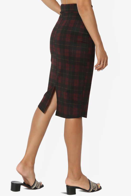 Load image into Gallery viewer, Reese Plaid Pencil Skirt BURGUNDY_4
