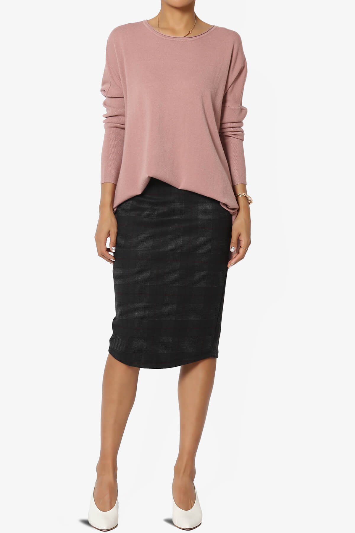 Load image into Gallery viewer, Reese Plaid Pencil Skirt DARK GREY_6
