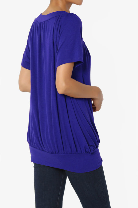 Load image into Gallery viewer, Rezume Shirred V-Neck Blouson Top BRIGHT BLUE_4
