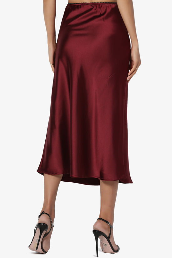 Load image into Gallery viewer, Manet Silky Satin A-Line Skirt BURGUNDY_2
