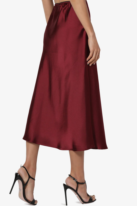 Load image into Gallery viewer, Manet Silky Satin A-Line Skirt BURGUNDY_4
