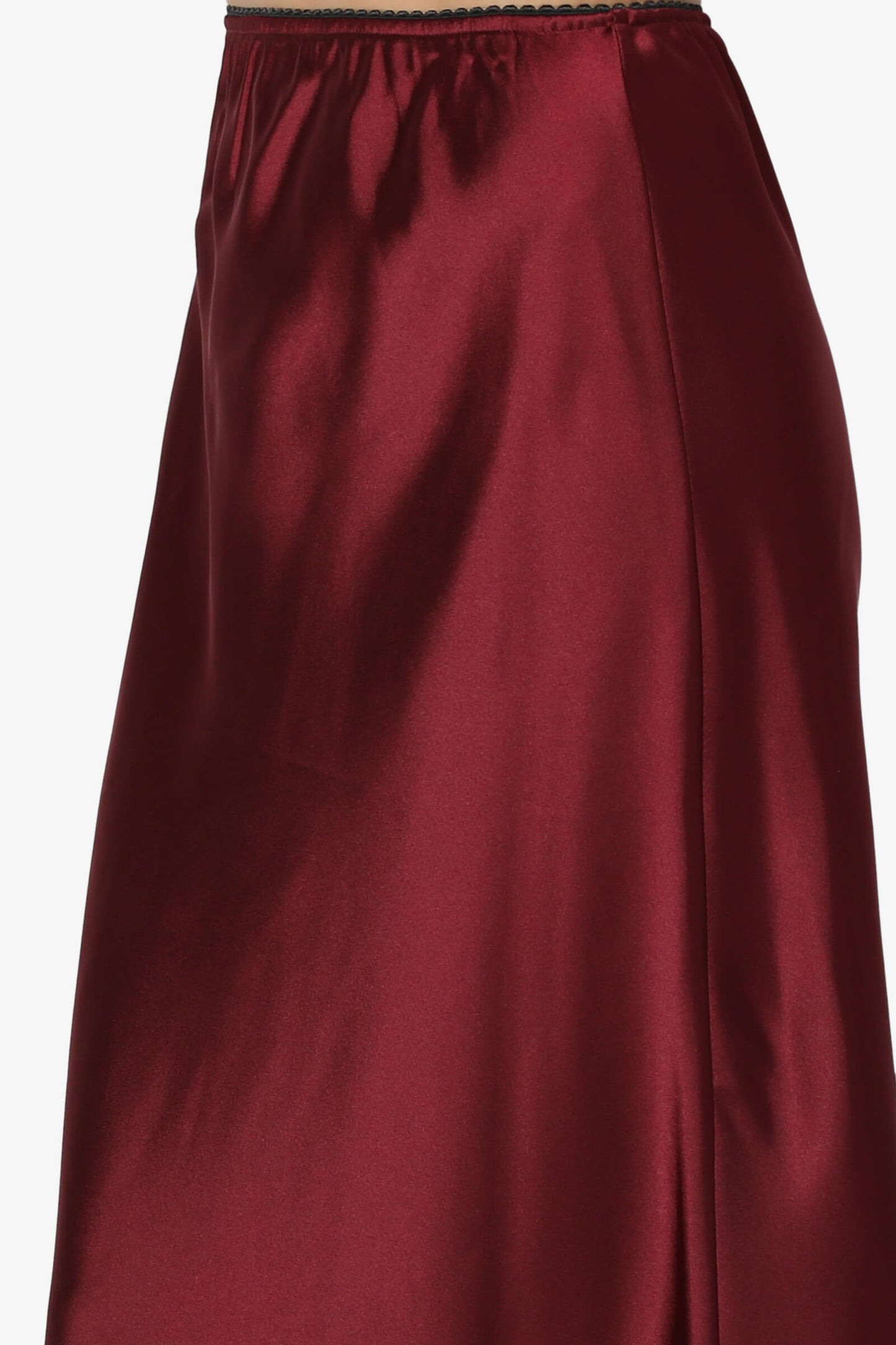 Manet Silky Satin A-Line Skirt BURGUNDY_5