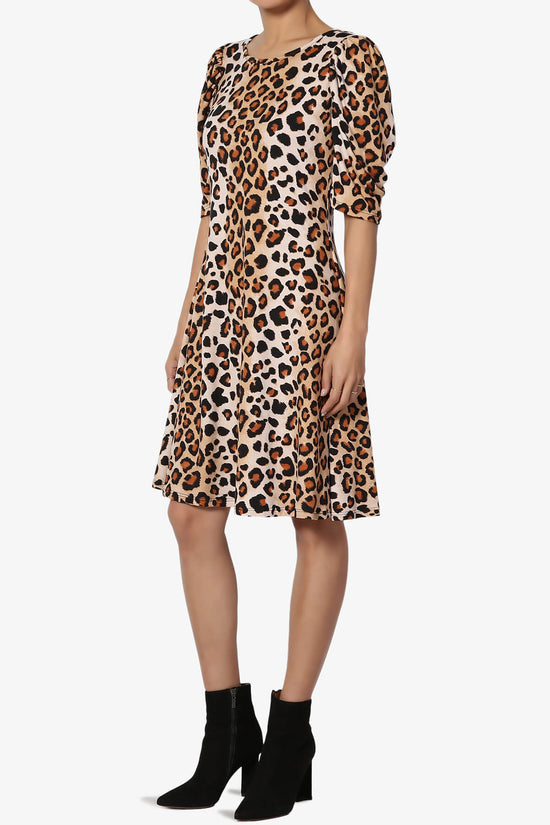 Load image into Gallery viewer, Delray Puff Sleeve Leopard Print Dress LEOPARD_3
