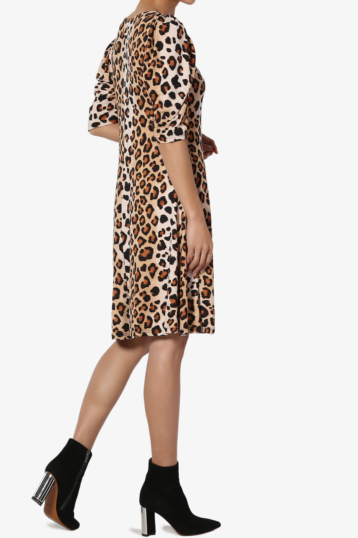 Load image into Gallery viewer, Delray Puff Sleeve Leopard Print Dress LEOPARD_4

