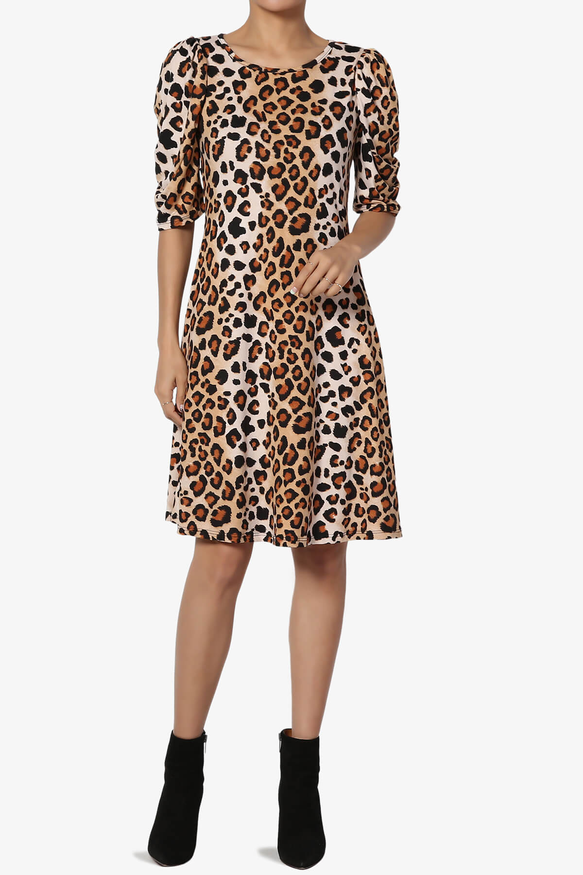 Delray Puff Sleeve Leopard Print Dress LEOPARD_6