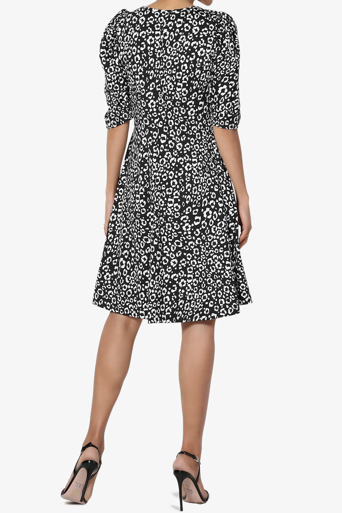 Load image into Gallery viewer, Jimmy Puff Sleeve Leopard Print Dress BLACK_2
