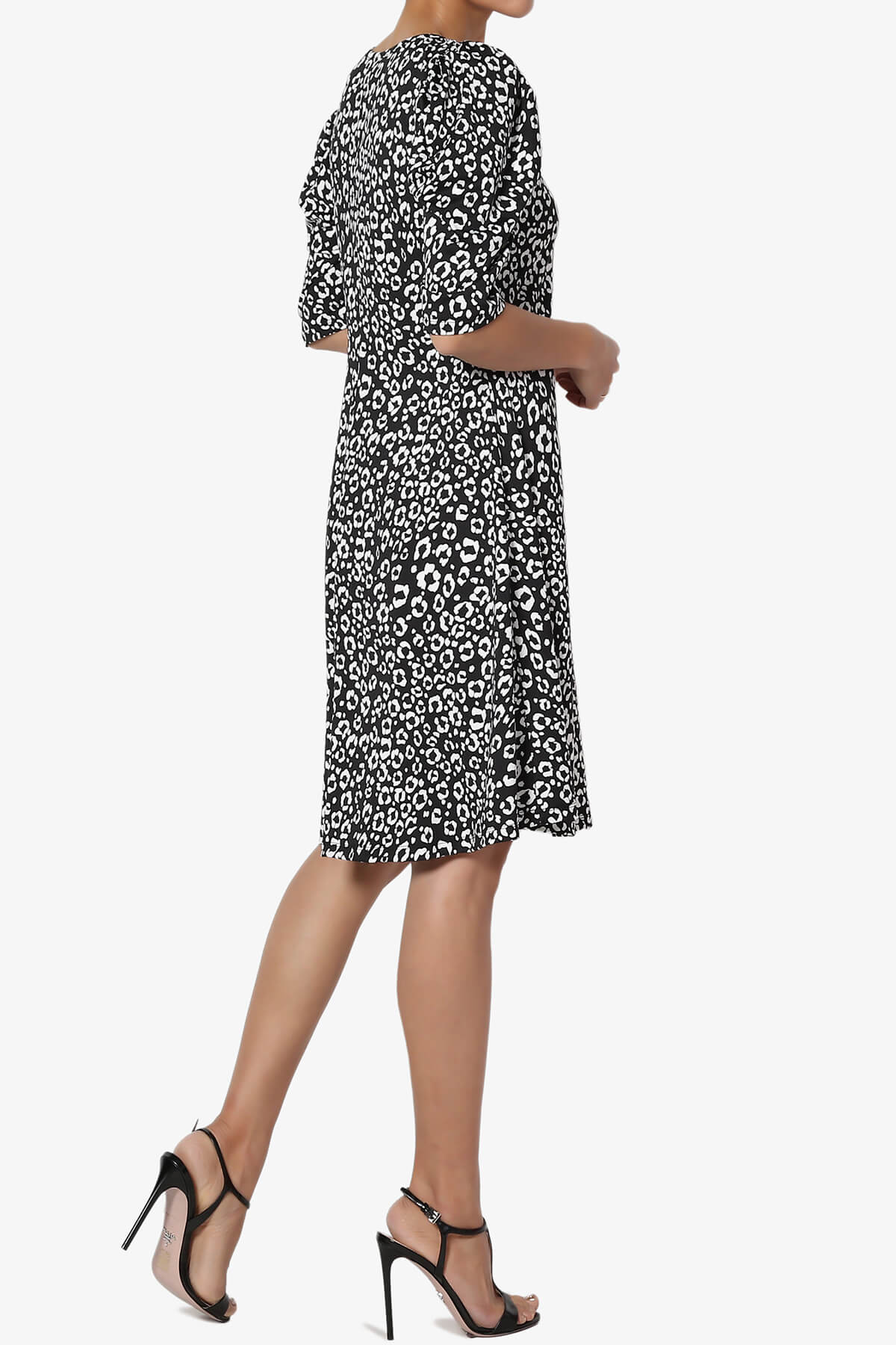 Jimmy Puff Sleeve Leopard Print Dress BLACK_4