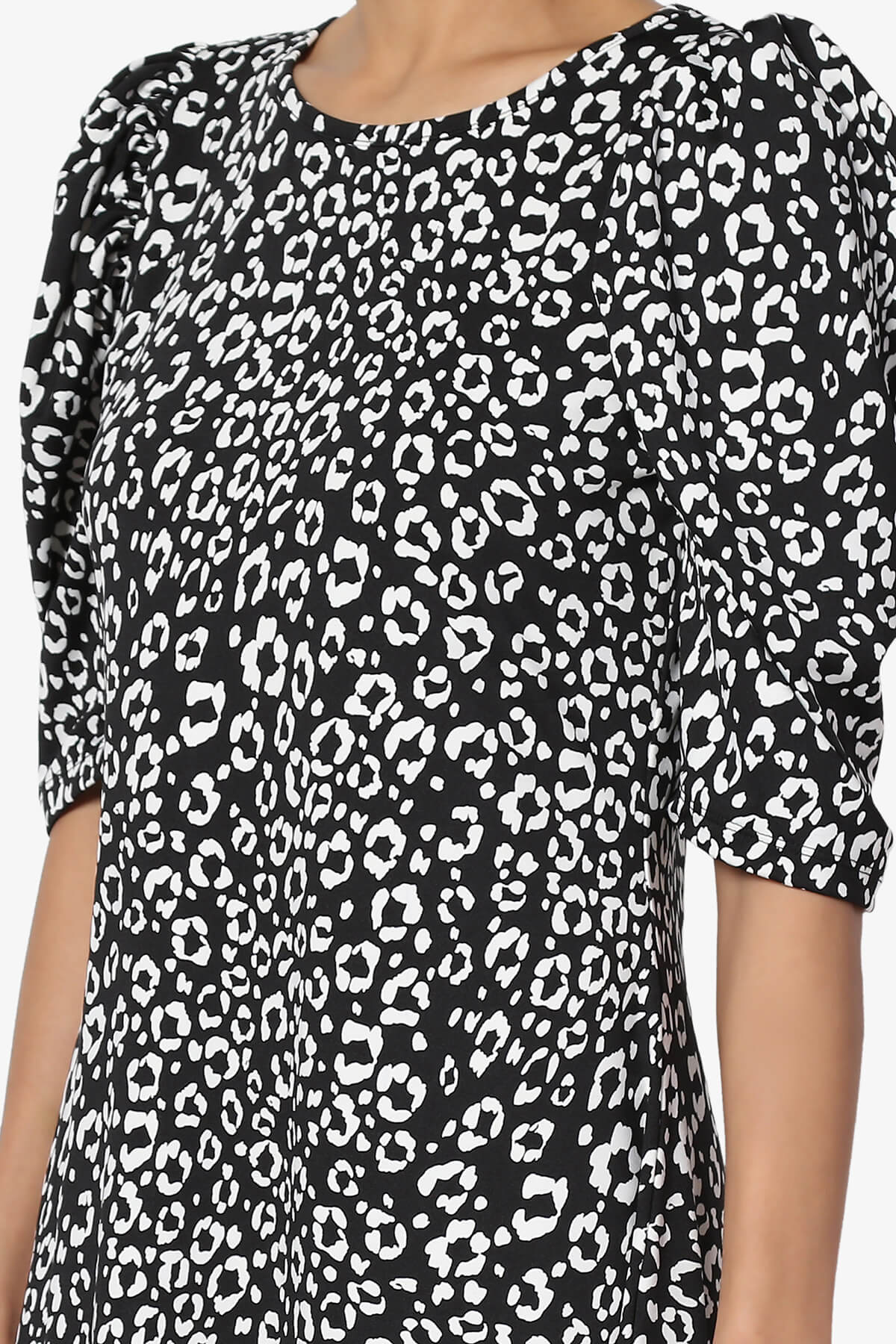 Jimmy Puff Sleeve Leopard Print Dress BLACK_5