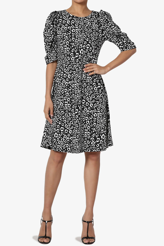 Jimmy Puff Sleeve Leopard Print Dress BLACK_6