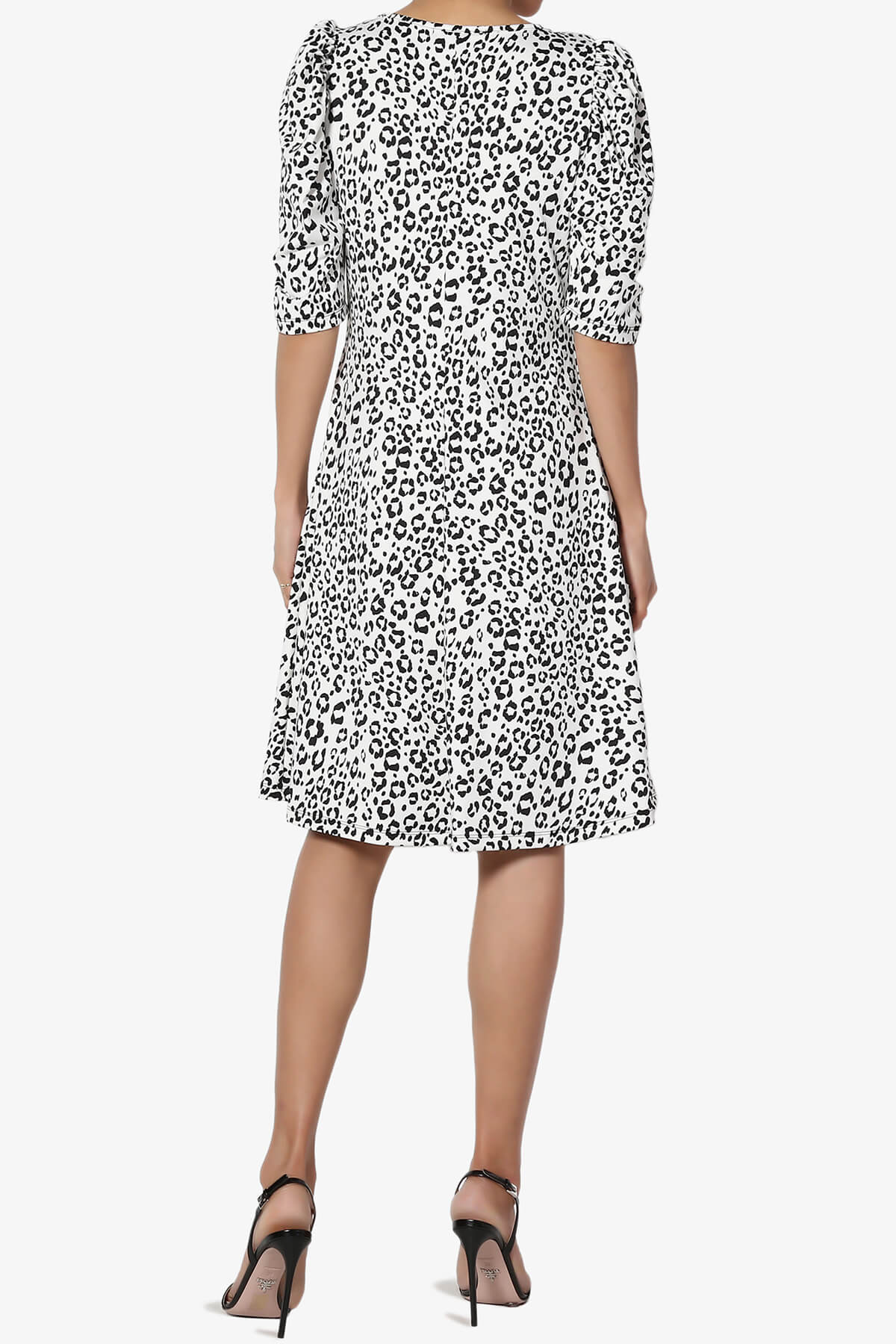 Jimmy Puff Sleeve Leopard Print Dress WHITE_2
