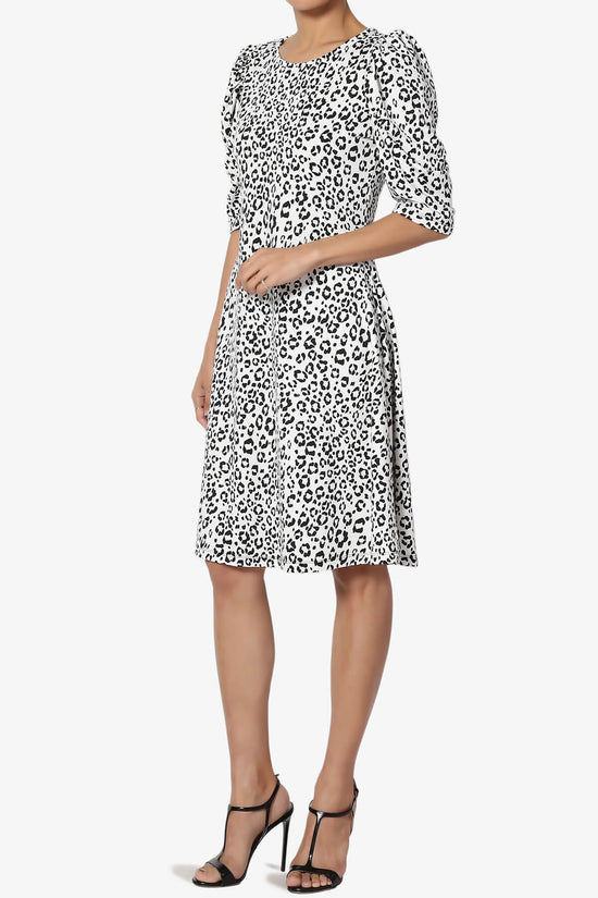 Jimmy Puff Sleeve Leopard Print Dress WHITE_3