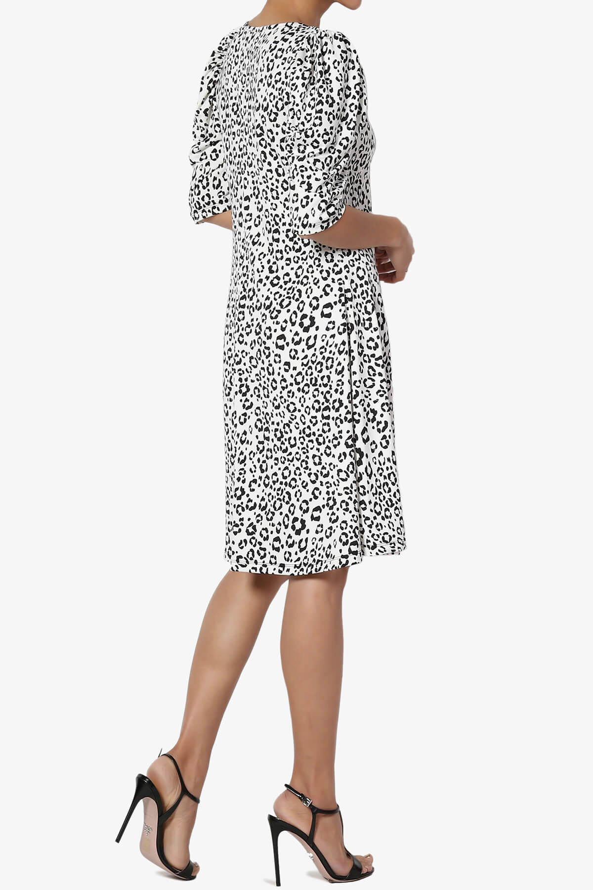 Jimmy Puff Sleeve Leopard Print Dress WHITE_4