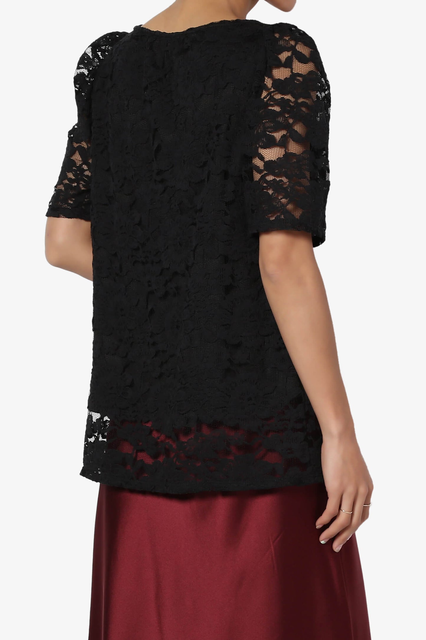 Load image into Gallery viewer, Regina Puff Sleeve Lace Top BLACK_4
