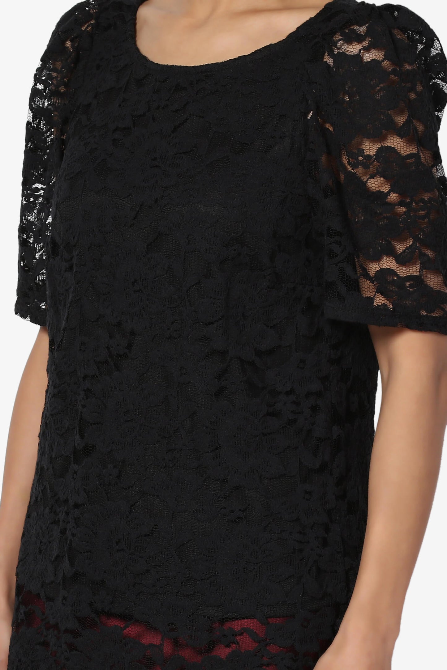 Load image into Gallery viewer, Regina Puff Sleeve Lace Top BLACK_5
