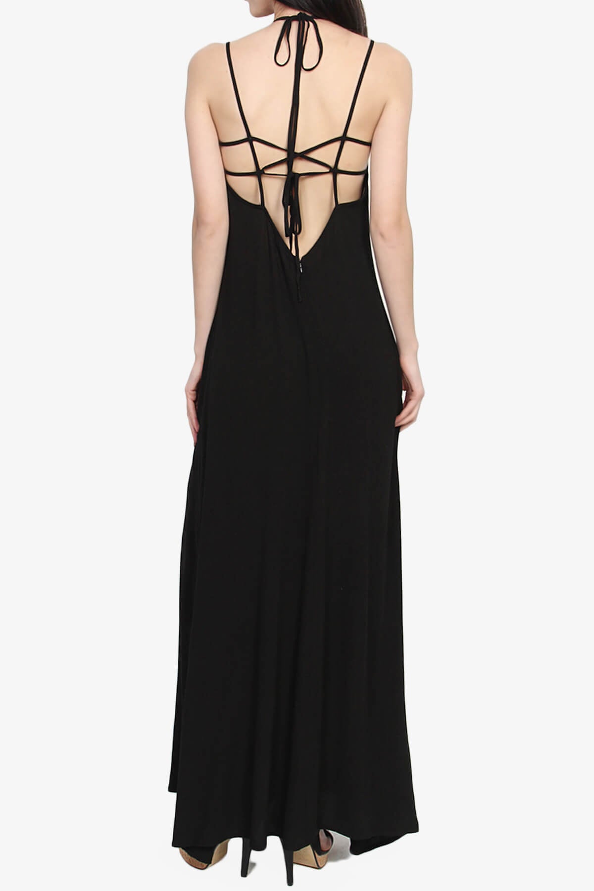 Load image into Gallery viewer, Lucia Open Back Maxi Dress BLACK_2
