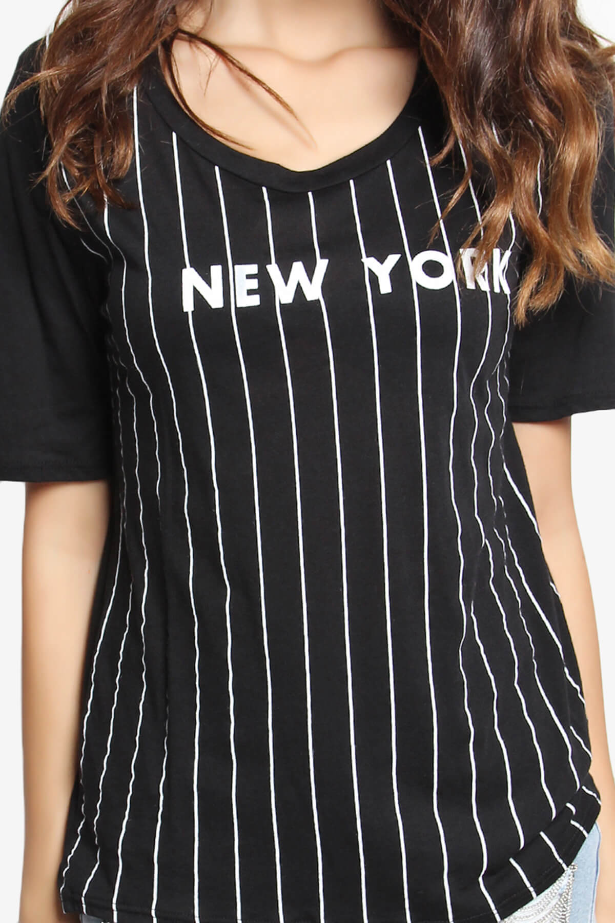 Load image into Gallery viewer, New York Letter Print Short Sleeve Tee BLACK_5
