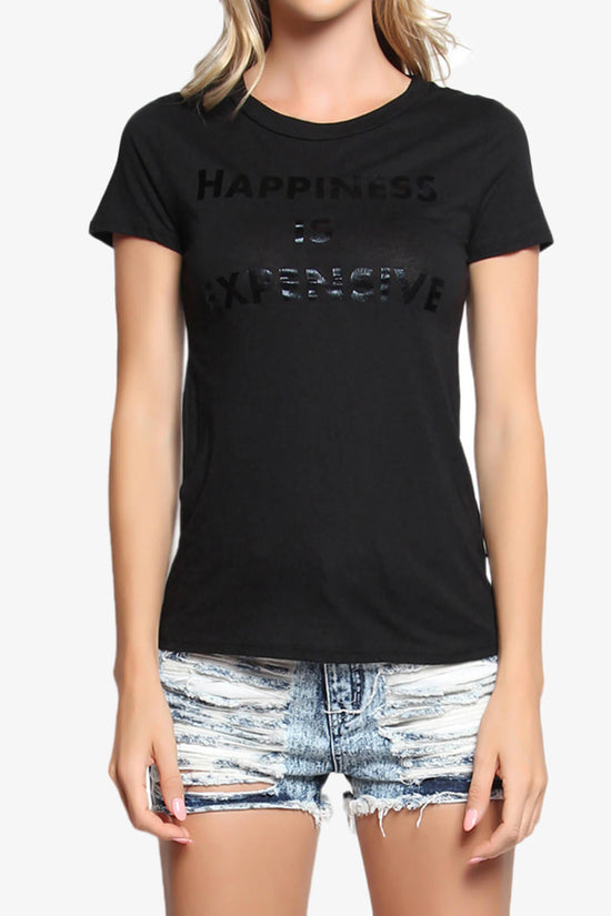 Load image into Gallery viewer, Happiness Letter Print Short Sleeve Tee BLACK_1
