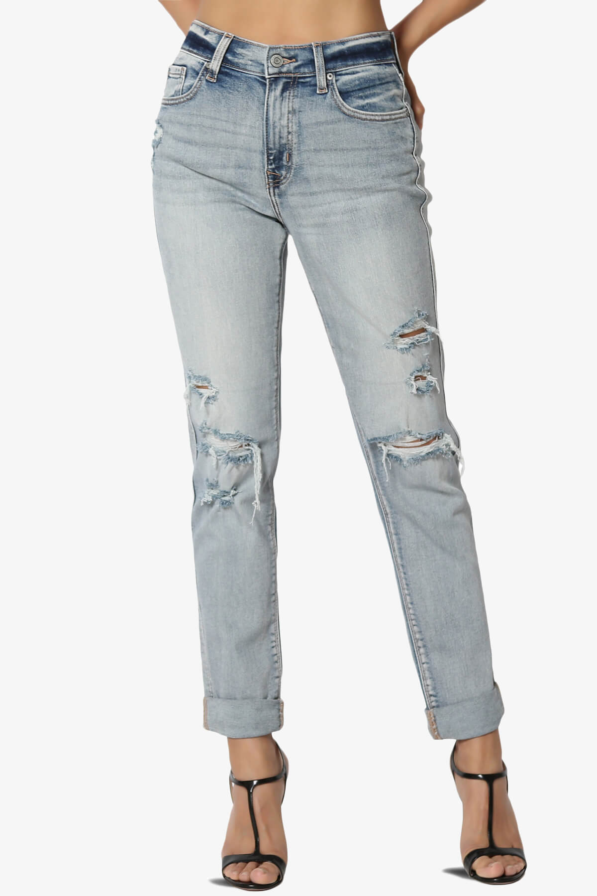 Load image into Gallery viewer, Rocky High Rise Distressed Boyfriend Jeans Supernova LIGHT_1
