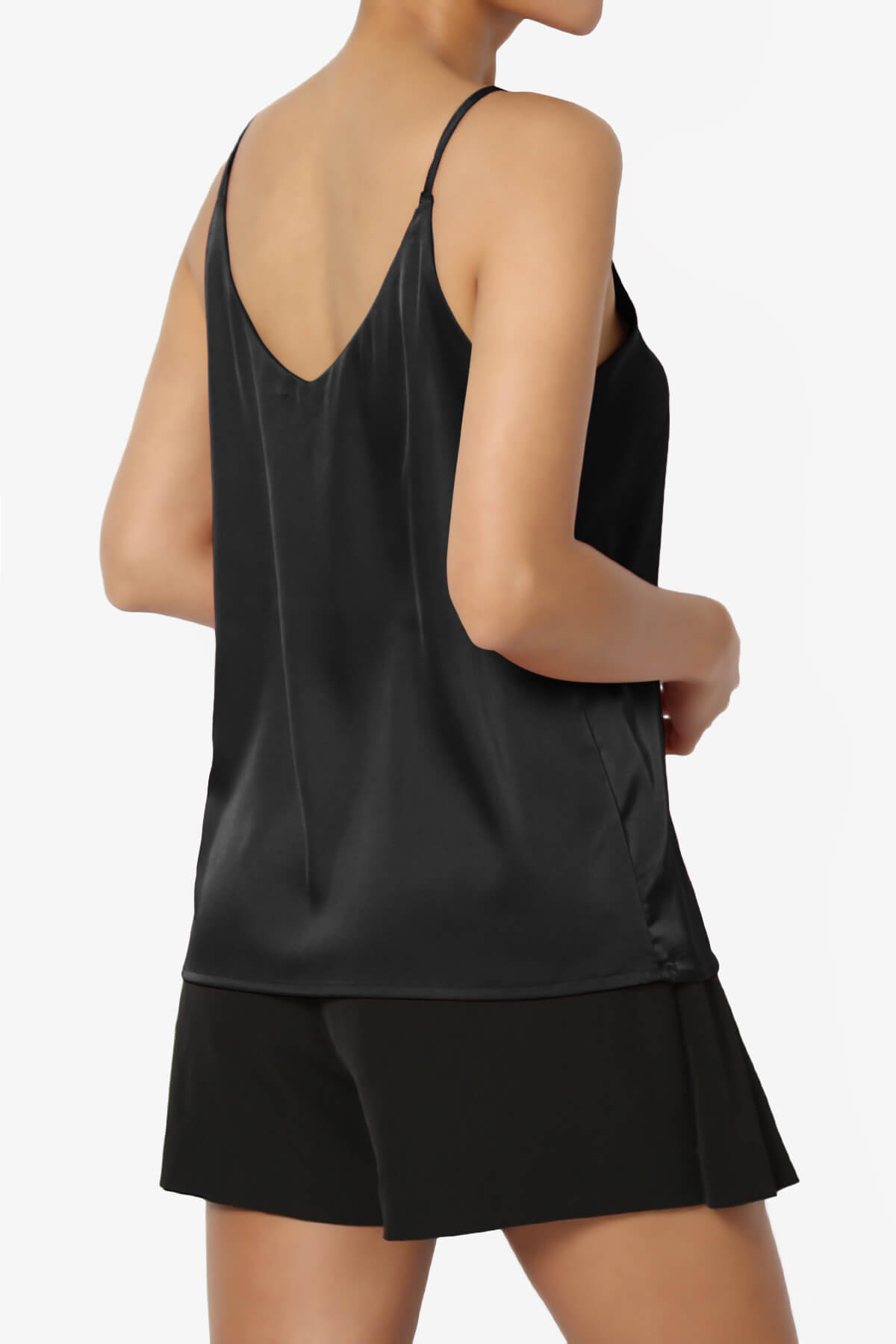 Load image into Gallery viewer, Rozlyn Silky Satin Camisole Top BLACK_4
