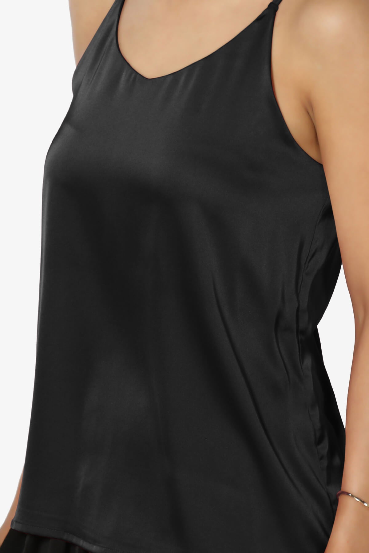Load image into Gallery viewer, Rozlyn Silky Satin Camisole Top BLACK_5
