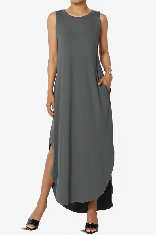 Load image into Gallery viewer, Rozlyn Sleeveless Slit Maxi Dress ASH GREY_1
