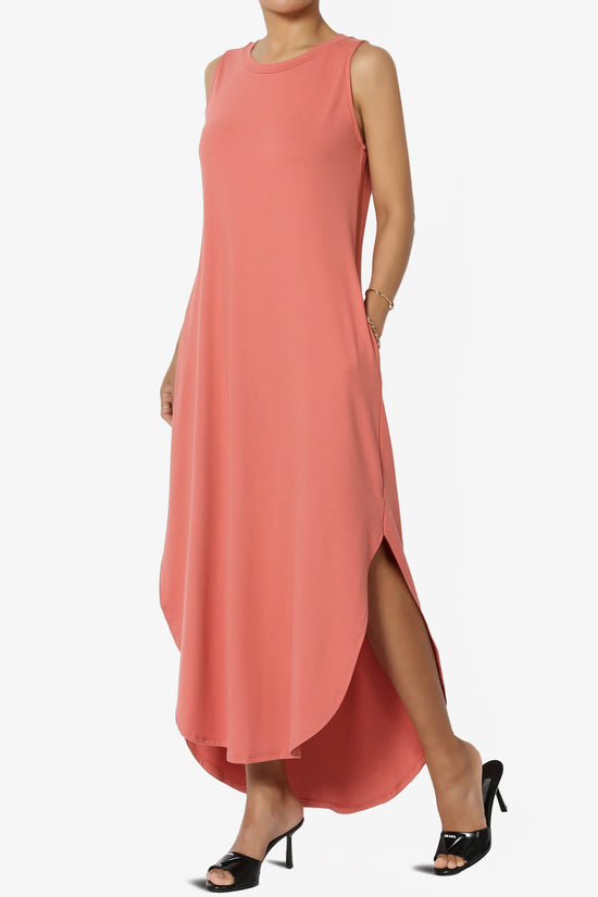 Load image into Gallery viewer, Rozlyn Sleeveless Slit Maxi Dress ASH ROSE_3
