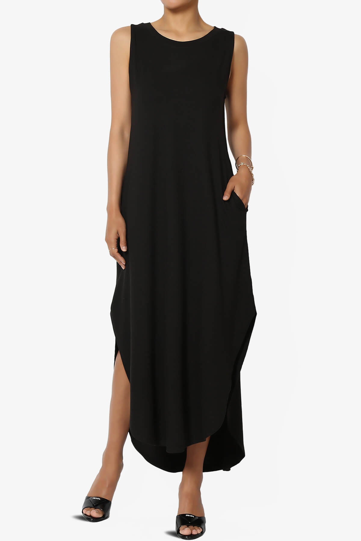 Load image into Gallery viewer, Rozlyn Sleeveless Slit Maxi Dress BLACK_1
