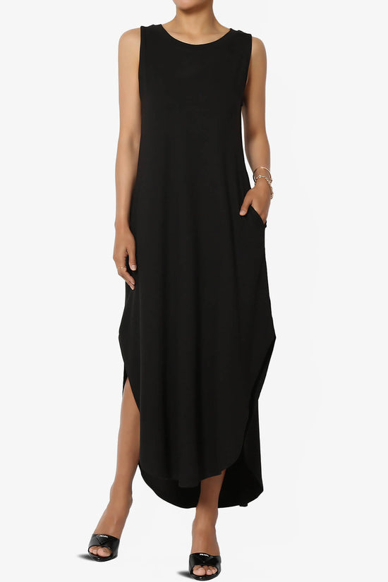 Rozlyn Sleeveless Slit Maxi Dress BLACK_1