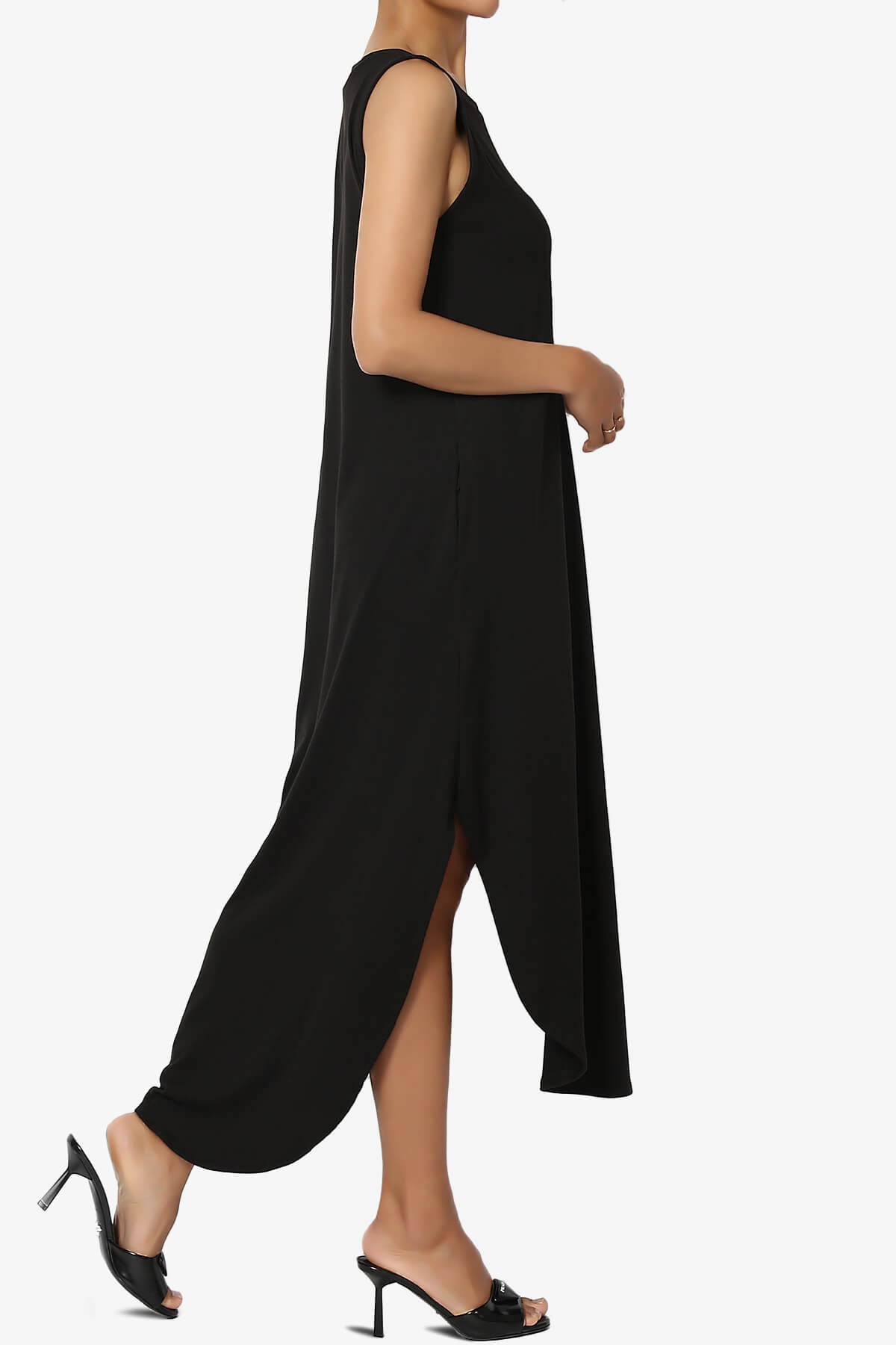 Rozlyn Sleeveless Slit Maxi Dress BLACK_4