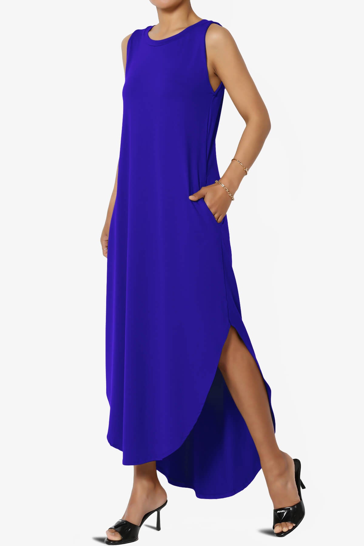 Load image into Gallery viewer, Rozlyn Sleeveless Slit Maxi Dress BRIGHT BLUE_3
