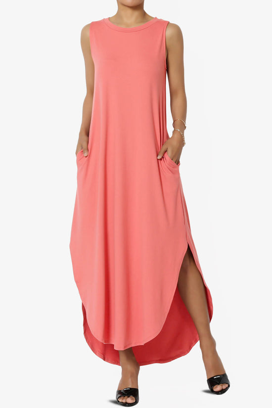 Load image into Gallery viewer, Rozlyn Sleeveless Slit Maxi Dress CORAL_1

