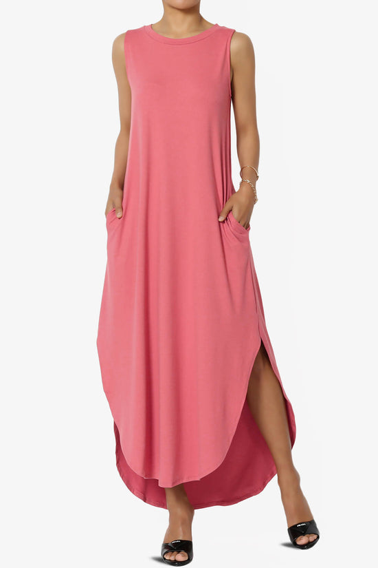Load image into Gallery viewer, Rozlyn Sleeveless Slit Maxi Dress DESERT ROSE_1
