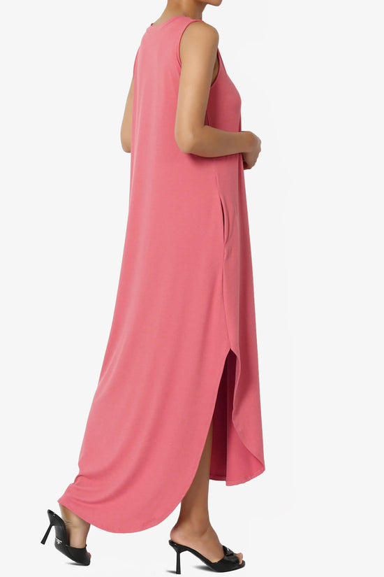 Load image into Gallery viewer, Rozlyn Sleeveless Slit Maxi Dress DESERT ROSE_4
