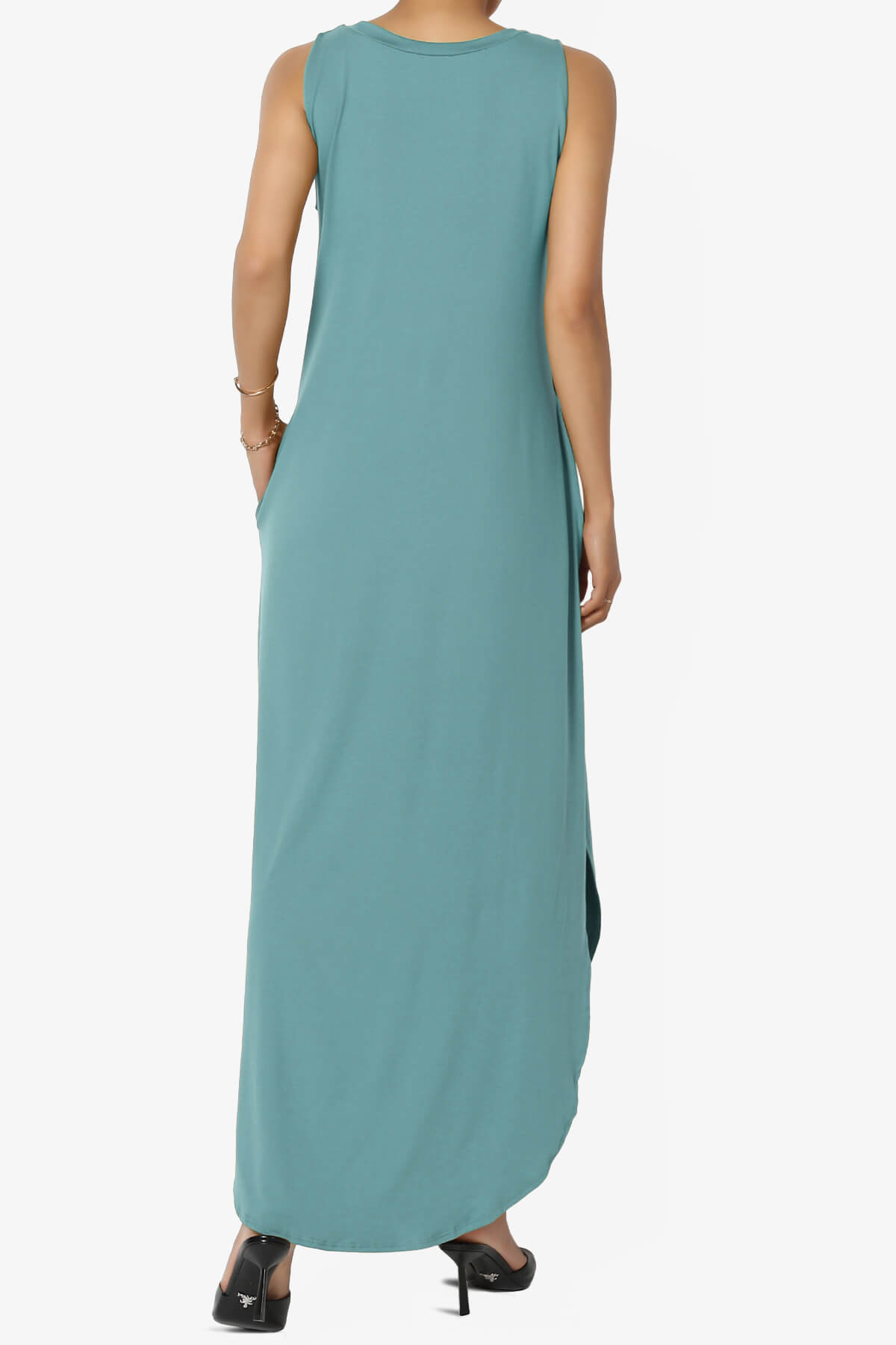 Rozlyn Sleeveless Slit Maxi Dress DUSTY BLUE_2