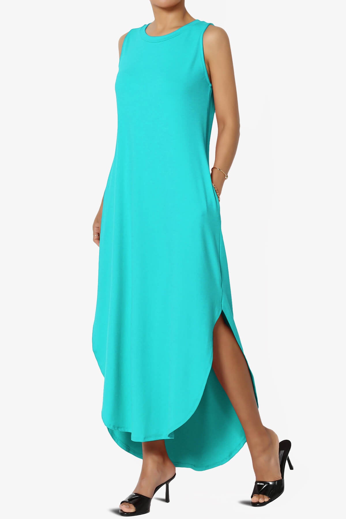 Load image into Gallery viewer, Rozlyn Sleeveless Slit Maxi Dress ICE BLUE_3
