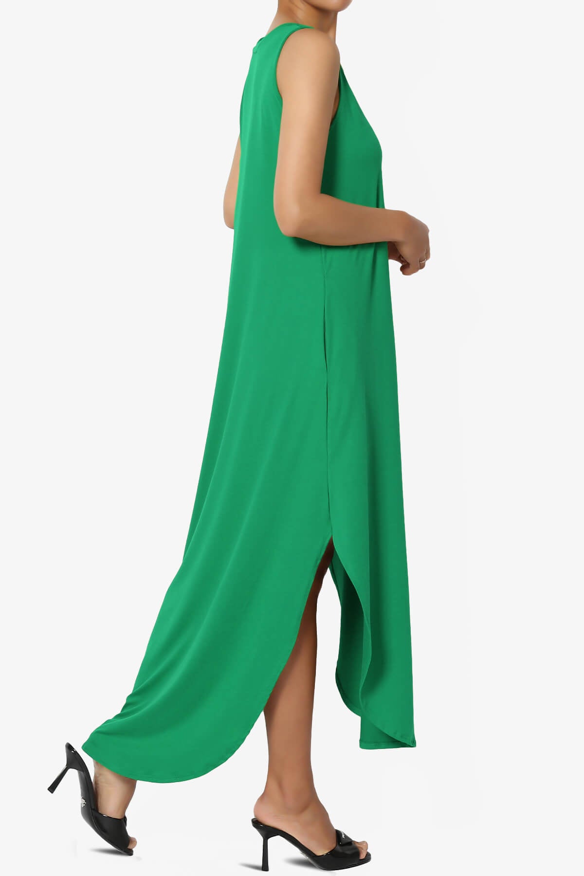 Rozlyn Sleeveless Slit Maxi Dress KELLY GREEN_4